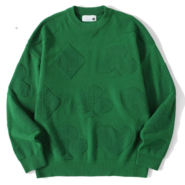 Solid Color Jacquard Thermal Sweater